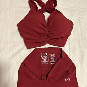 Burgundy TLF Apparel Matching Leggings & Sports Bra